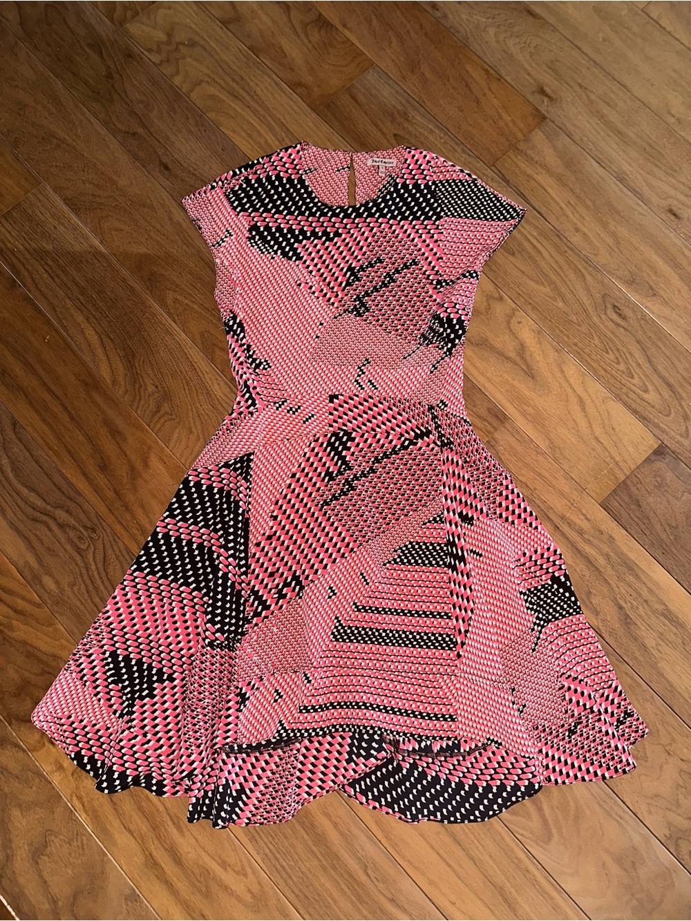 Juicy Couture Pink and Black One-Shoulder Fit & Flare Dress